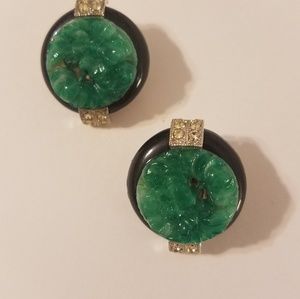 Kenneth Jay Lane art deco earrings clip